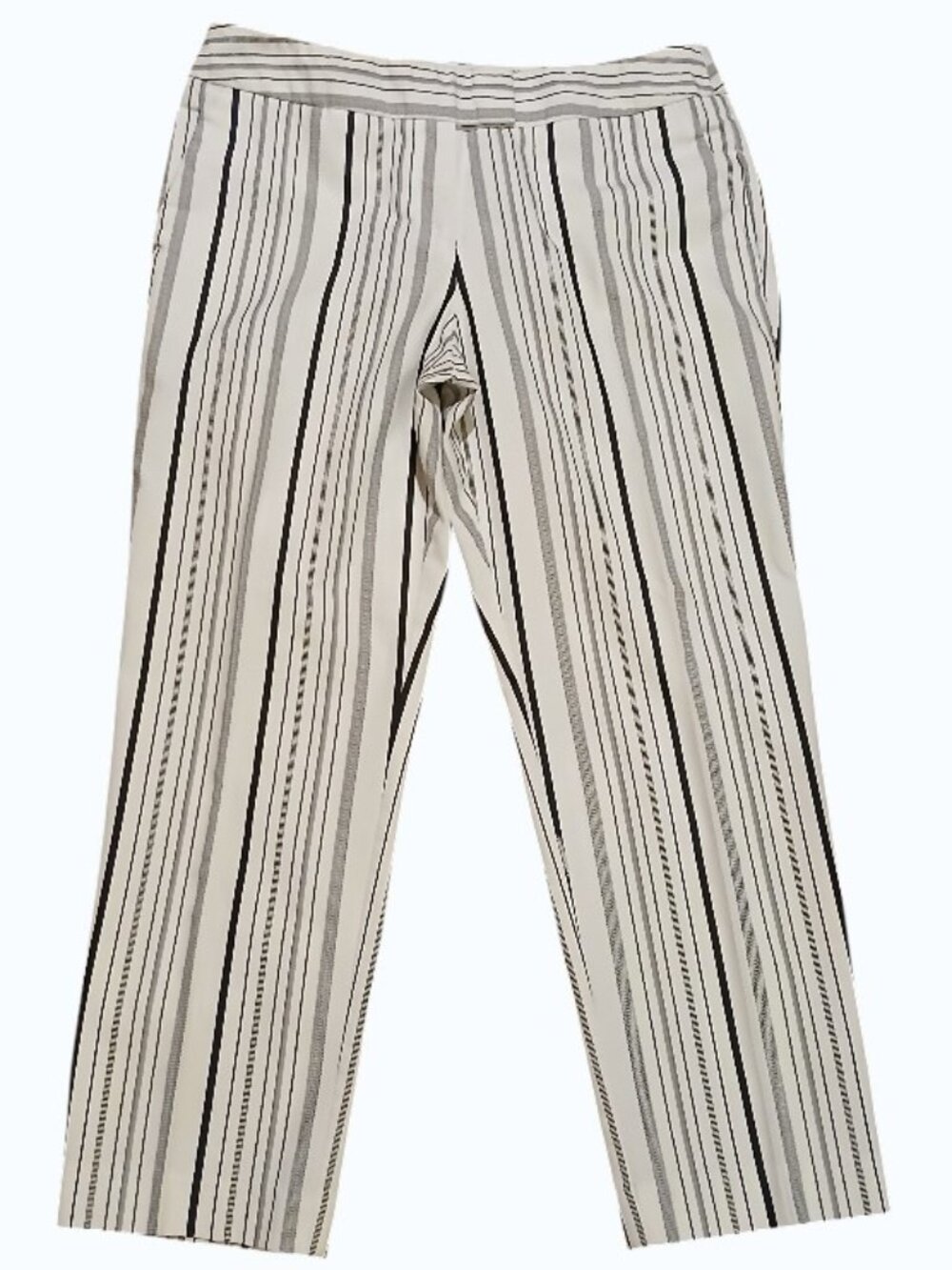 WORTHINGTON Black & White Stripe Cotton Crop/Ankle Pants - EUC